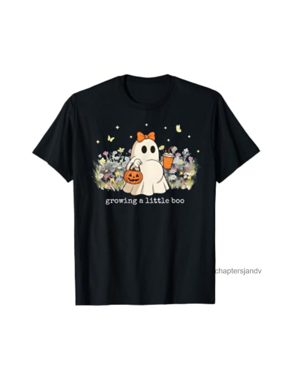 Growing A Little Boo Ghost Pregnancy Maternity Halloween Short Sleeve T-Shirt